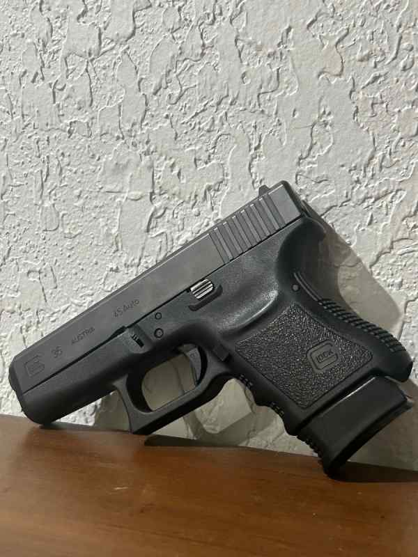 Glock 36 Gen 3 with 2 Magazines and Grip Extn.